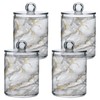 BOENLE 2 Pack Qtip Holder Dispenser White Grey Marble Bathroom