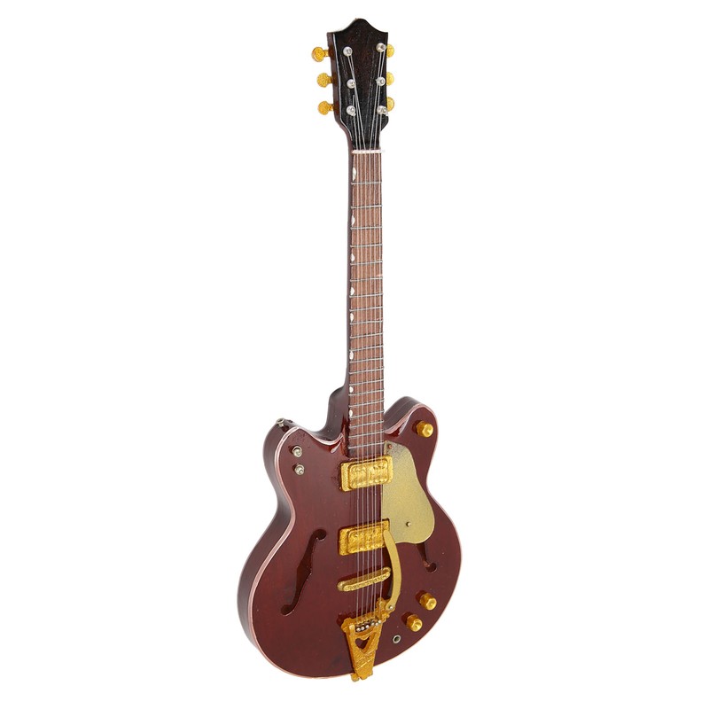 Red and Gold Miniature Electric Guitar Replica with Stand and