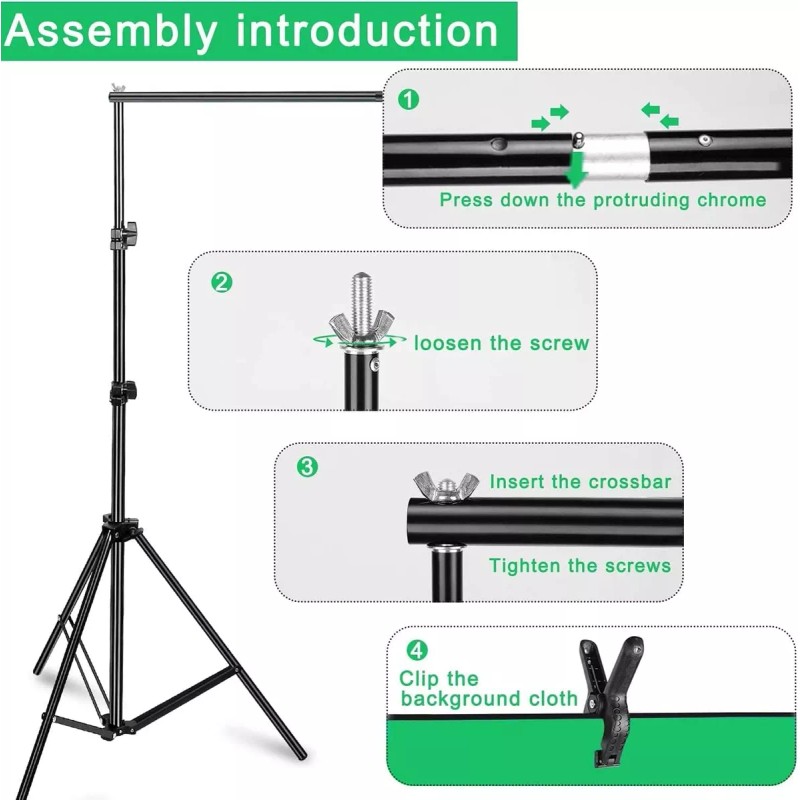 YADILALA Portafondos Fotográfico Ajustable Profesional 2*3m Con Clips
