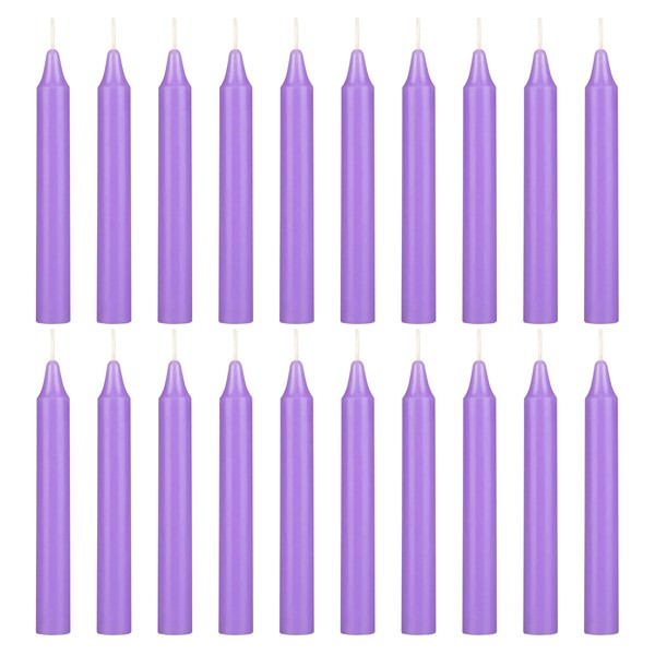 Mega Candles 20 pcs Unscented Lavender Exquisite Mini Taper Candle,