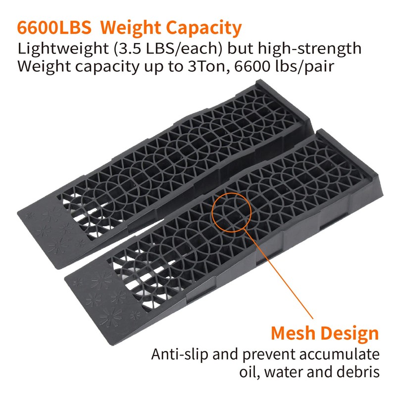 OULEME Low Profile Car Service Ramp with Anti-Slip Pads, 2-1/2"