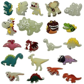 NOPKESV 12 PCS Shoe Charms, Dinosaur Shoe Pins Cartoon Shoe Decorations Shoe Pin Decoration Shoe Charm for Kids Girls and Boys (Glow in the Dark)