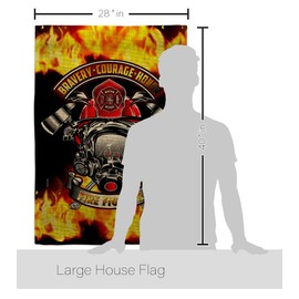 USBrotherhood Bravery Firefighter Burlap House Flag Pack Armed Forces Firefrighter Fireman Fire Department Rescue Red Line Hero Support Applique Banner Small Garden Yard Gift Double-Sided, Made In USA