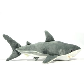 lilizzhoumax Simulation Great White Shark Plush Toy 63cm/25”, Realistic Stuffed Animal White Shark, Cute Soft Great White Shark Plush Toy Home Decoration Toys, Gift for Friends and Kids