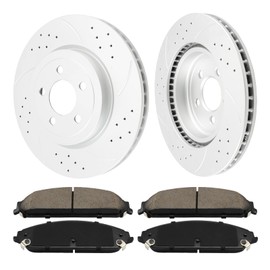 KAX Front Brake Kit, Drilled and Slotted Brake Rotors, Ceramic Brake Pads | Fits Charger 2006-2018 2020, Challenger 2009-2020 5.7L, 300 2005-2020 5.7L, Magnum 2005-2008 5.7L