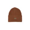 Lacoste Men's Cuffed Wool Beanie, One Size, Brown
