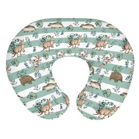 Australian Animals Tropical Leaves Nursing Pillow Covers for Boy Girl Koala Green Stripes Nursery Feeding Pillowcase for Breastfeeding Pillows Native Australia Soft Stretchy Cover for Newborn Infant
