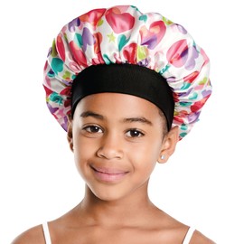 Red by Kiss Kids Satin Bonnet Sleep Cap Reversible Hair Bonnet for Boys and Girls Sleeping Night Silk Sleep Cap (Heart) Multi Color