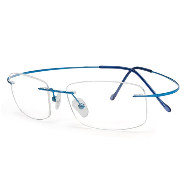 Eyekepper - anteojos de lectura de titanio sin montura para mujer, color azul +1.25