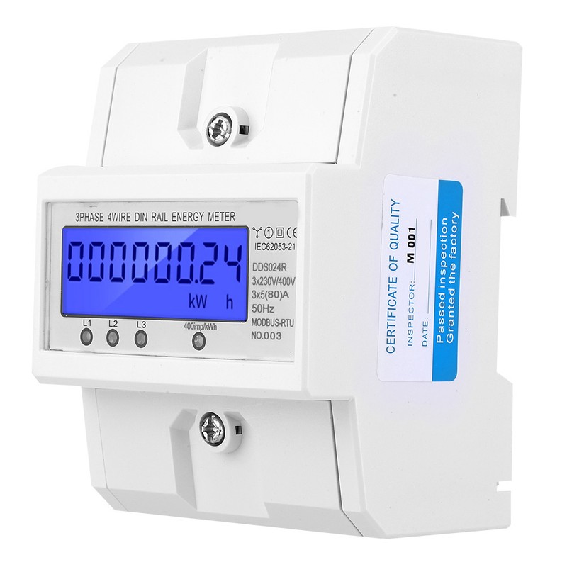 3 Phase 4 Wire DIN Rail Power Consumption Energy Meter