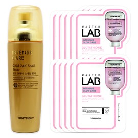Tony Moly Intense Care Gold 24K Snail Toner + Master Lab Glutathione Mask Sheet 10 sheets free / 토니모리 인텐스 케어 골드 24K 스네일 토너+마스터랩 글루타치온 마스크시트 10매 증정