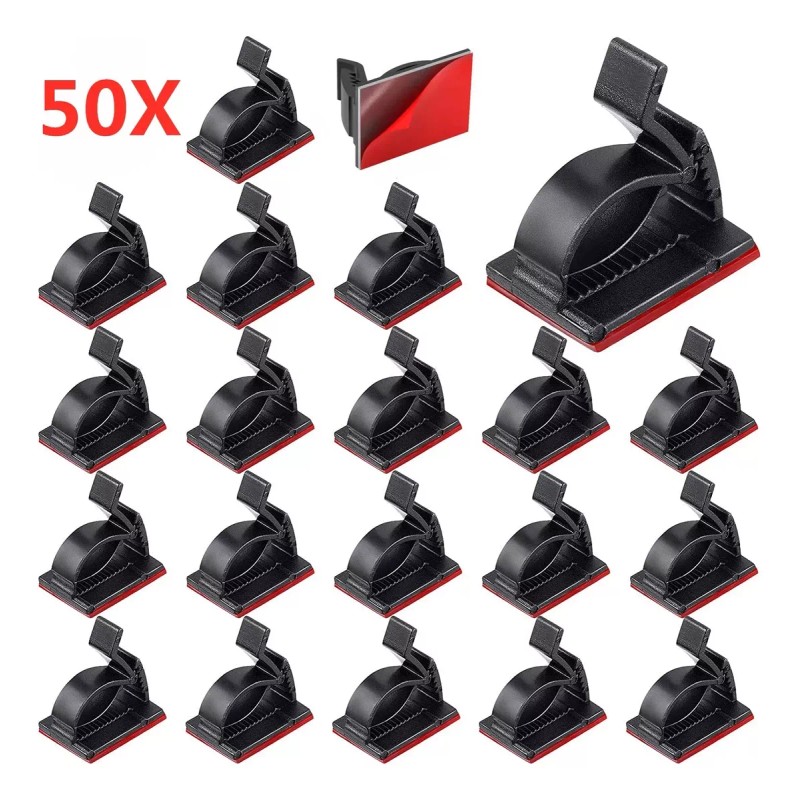 Estuchelandia 50 Pzs Clip Organizador Ajustable Cables Autoadhesivo Sosten