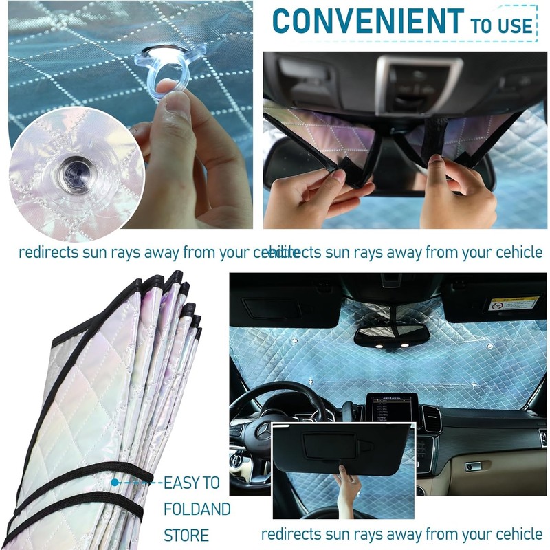 Tavaleu Car Windshield Sun Shade Foldable Car Shades for Front