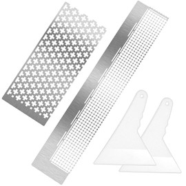 Whaline 2 Pieces Square & Round Diamond Painting Tool Ruler with 2 Diamond Painting Fix Tools, Stainless Steel DIY Drawing Ruler with 599 Blank Grids and 520 Blank Grids for Full Drill & Partial Drill