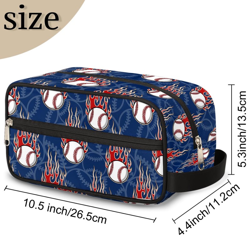 Kids Travel Toiletry Bag - Fire Baseball Waterproof Hanging Dopp