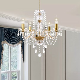 WARRENAU 4-Light Luxurious Crystal Chandelier Ceiling Pendant Lamp Fixture Lighting