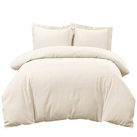 Royal Hotel's Solid Ivory 300-Thread-Count 3pc King Duvet-Cover 100-Percent Cotton, Superior Percale Weave, 100% Cotton