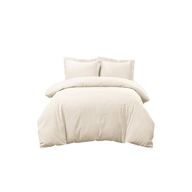 Royal Hotel's Solid Ivory 300-Thread-Count 3pc King Duvet-Cover 100-Percent Cotton,