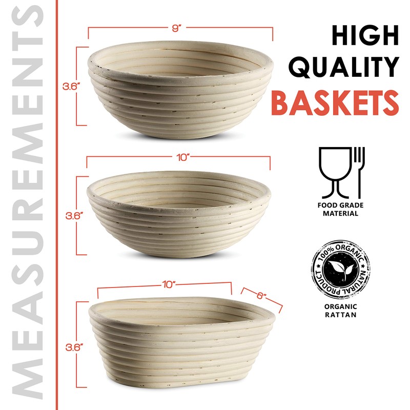 Bread Banneton Proofing Basket [Set of 2] Oval 10x6 Inch
