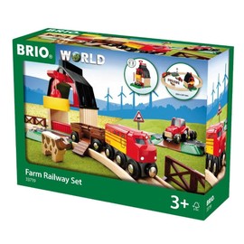 BRIO World Farm Railway Set - 20-Piece FSC-Certified Wood Train Set & Accessories - Works with All BRIO Wooden Railway Sets - Includes Barn, Tractor, Hay Crane, Tracks & More - Fun for Kids Ages 3+
