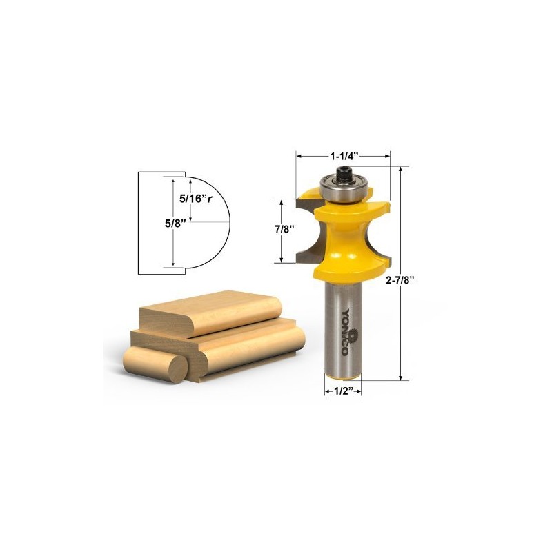 Yonico 13515 5 Bit Bullnose Router Bit 1/2-Inch Shank