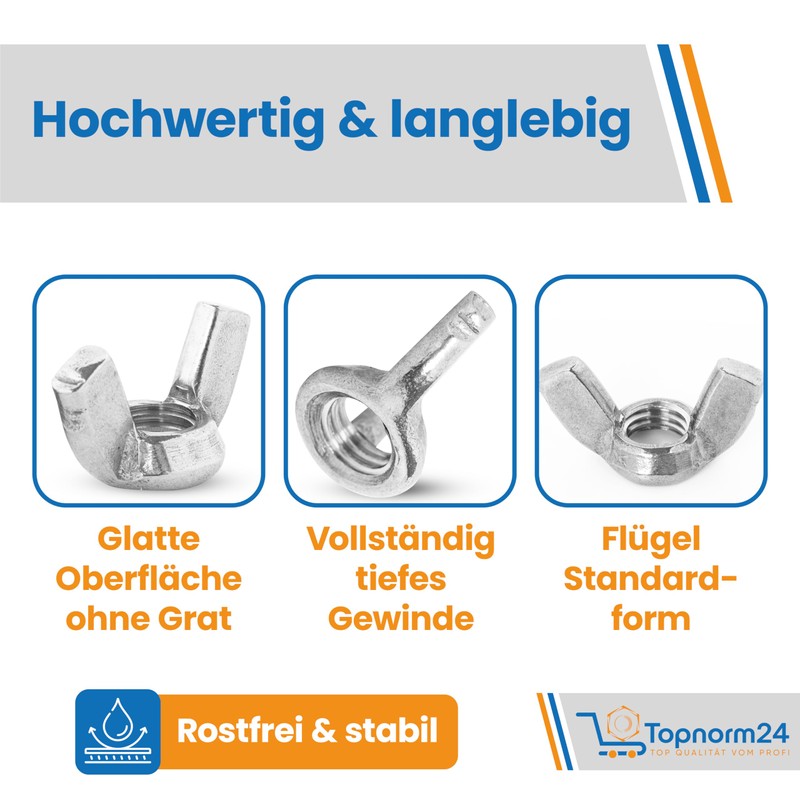 Topnorm24 - DIN 315 Wing Nuts M12-25 Pieces Butterfly Nuts