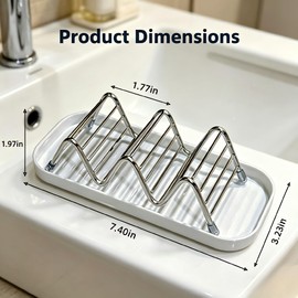 UVULAS 304 Stainless Steel Wavy Soap Dish, Self Draining Shampoo Bar Holder with Removable Drip Tray, Rustproof Quick Dry Bar Soap Organizer for Shower Bathroom Kitchen, Holds 2-3 Bars, 1 Pack