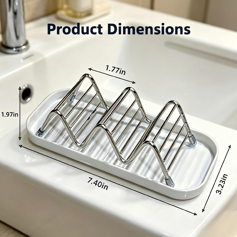 UVULAS 304 Stainless Steel Wavy Soap Dish, Self Draining Shampoo