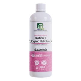 Biotina + Colágeno Hidrolizado | Suplemento Líquido de Alta Absorción para piel, cabello y uñas | Mujer y hombre | Fórmula Liposomal 480ml | 32 Dosis 