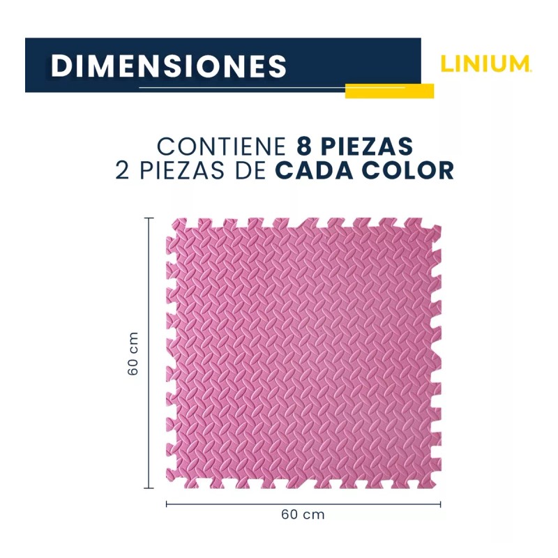 Linium Piso Colchoneta Tapete Acolchonado Gimnasio Gym 60x60 8pcs