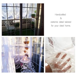 ABREEZE Elegant White Lace Embroidered Sheer Ballon Curtains, 78-Inch-by-90-Inch Adjustable Tie-Up Curtain, Flower Shade Curtains Best Living Room Decor