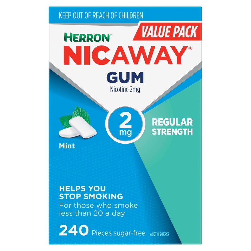 Nicaway 2mg Stop Smoking Mint Gum (Pack of 240)