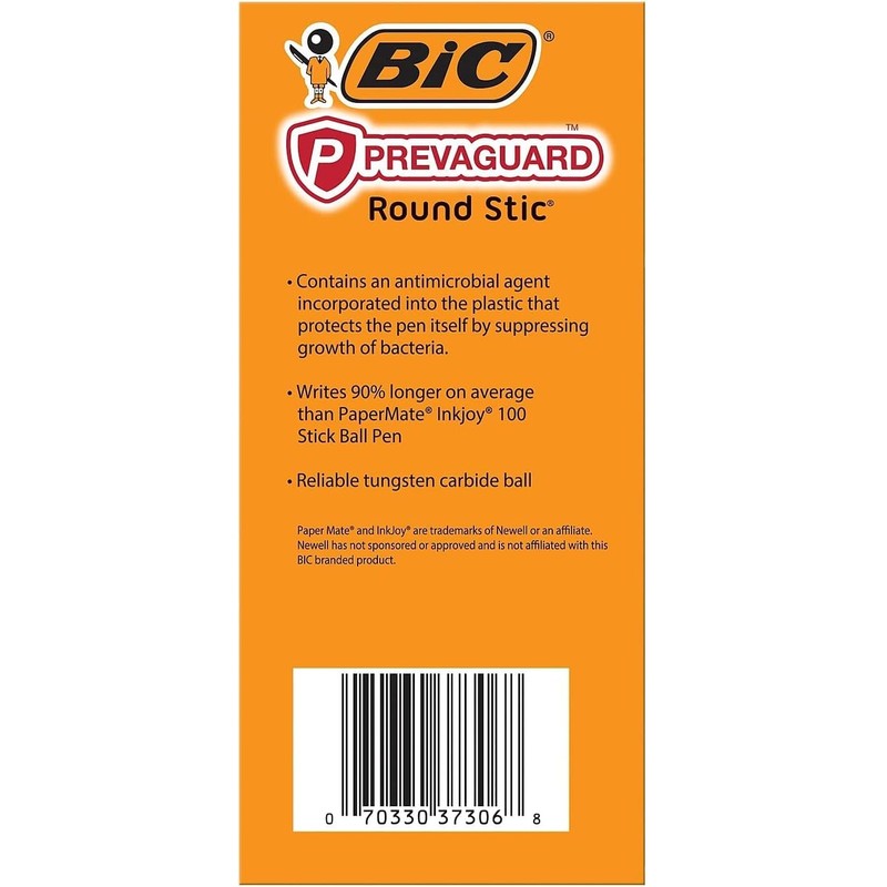 60 x Bic Round Stic Ballpoint Pens | Permanent Anti-Microbial