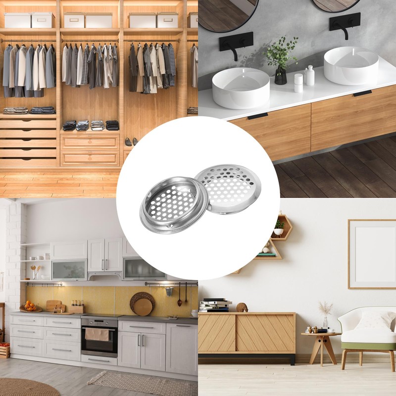 sourcing map 12Pcs Air Vents Circular Soffit Vent 50mm/2" Stainless