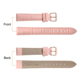 sourcing map Leather Watch Band 20mm Embossed Pattern Cowhide Watch Strap Replacement with Spring Bars for Men and Women, Pink Rose Gold