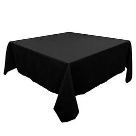 TableLinensforLess Polyester Square Tablecloth, 90 Inch Square, (Black)