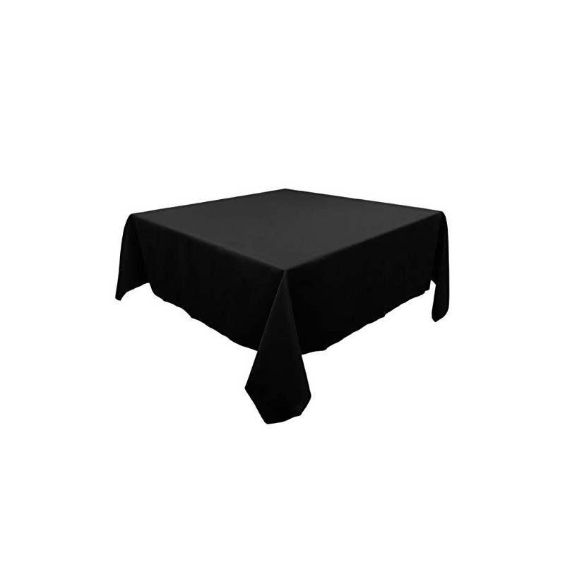 TableLinensforLess Polyester Square Tablecloth, 90 Inch Square, (Black)