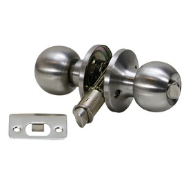 Folkamp - Lockset for RV - Style 2 - Ball Shape - (Privacy | Satin Nickel) - Recreational Vehicle Camper Trailer Mobile Home