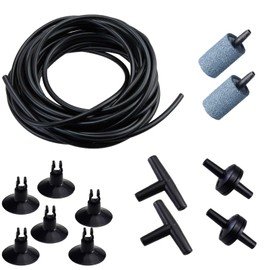 AQUANEAT Aquarium Airline Tubing, Standard 3/16" Tubing, Air Pump Accessories,with Air Stones, Air Pump Valves, Suction Cups and Connectors (Black, 14Feet)