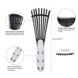 Detangling Brush for Curly Hair, Black Hair Detangler, Afro Textured 3a to 4c Kinky Wavy, for Wet/Dry/Long Thick Curly Hair, Exfoliating Your Scalp for Beautiful and Shiny Curls-Black