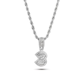 SBI Jewelry Three Number 3 Necklace for Women Digit Silver Clear Cubic Zirconia Friends Family Birthday Anniversary Mothers Day