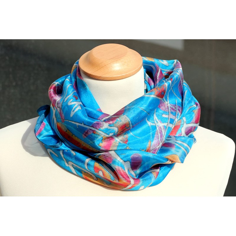 Seidentuch "Elektrisches Blaues Graffiti"