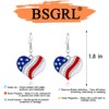 BSGRL American Flag Earrings - Heart Shape USA Flag Silver