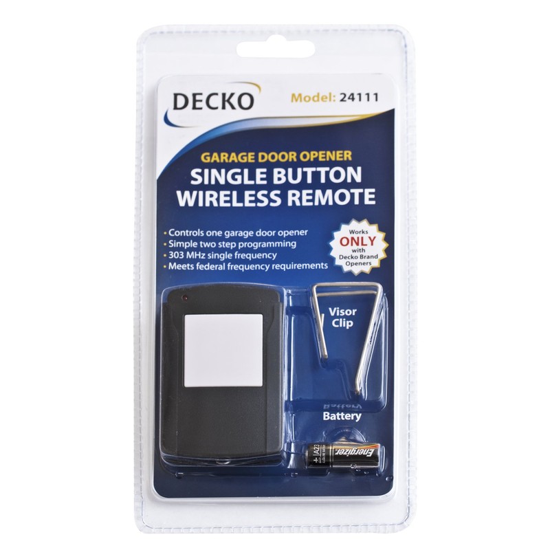 Decko Products 24111 Single Button Wireless Garage Door Opener Remote