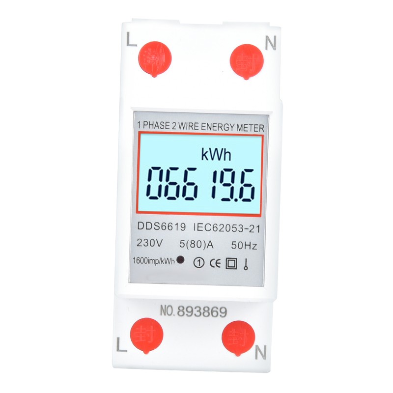DDS6619 SinglePhase Energy Meter DIN Rail 2P Power Meter with