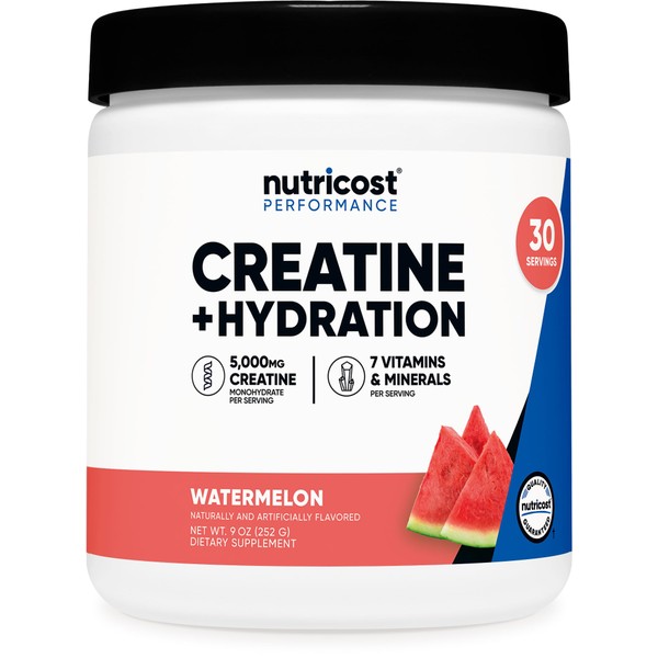 Nutricost Creatine Monohydrate + Hydration Watermelon Flavored (30 Servings) -