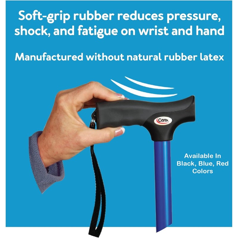 Carex Soft Grip Walking Cane with Pivot Tip - Height