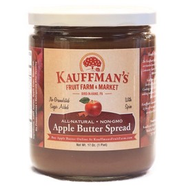 Kauffman's Fruit Farm Homemade Apple Butter Spread, Maroon Label (No Granulated Sugar Added Recipe), 17 Oz.