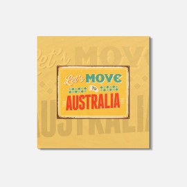 Unbranded Lets Move To Australia Vintage 4'' X 4'' Square Wooden Coaster