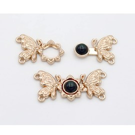 5pcs Vintage Flower Button with Gems DIY Sewing Materials for Clothes Skirts Bags Decoration (#5 Black Butterfly)